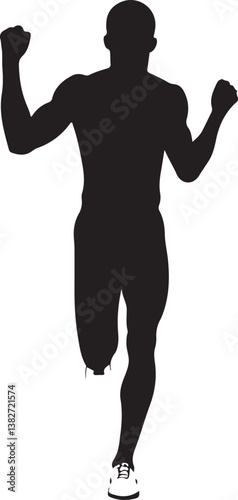 Runner Victory Silhouette | Marathon Winner, Sports Competition Vector Design"