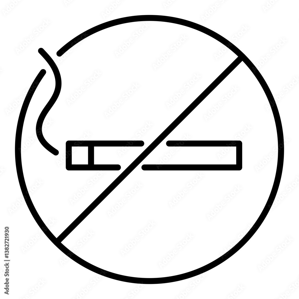 o smoking prohibition sign. Vector illustration of a crossed-out cigarette for smoke-free areas, public health warnings, and indoor bans. Ideal for hospitals, restaurants, and workplace safety designs o smoking prohibition sign. Vector illustration of a crossed-out cigarette for smoke-free areas, public health warnings, and indoor bans. Ideal for hospitals, restaurants, and workplace safety designs