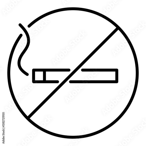 o smoking prohibition sign. Vector illustration of a crossed-out cigarette for smoke-free areas, public health warnings, and indoor bans. Ideal for hospitals, restaurants, and workplace safety designs