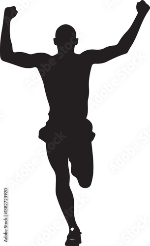 Runner Victory Silhouette | Marathon Winner, Sports Competition Vector Design"