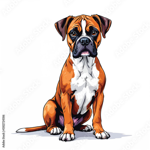 Adorable Cartoon Boxer Puppy Vector Illustration