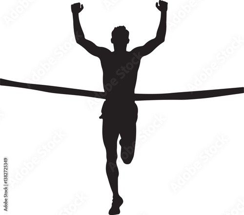 Runner Victory Silhouette | Marathon Winner, Sports Competition Vector Design"
