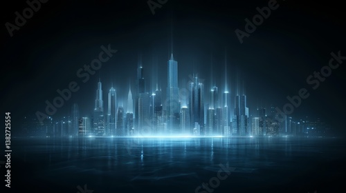 Spectacular urban nightscape, dazzling cityscape with illuminated skyscrapers and vibrant city lights