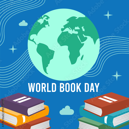 world book day commemoration poster, vector, illustration book