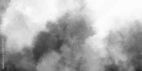 Abstract white and gray isolated cloud cumulus clouds. Gray aquarelle painted realistic fog or mist smoky textured canvas design. White and ash messy wall stucco texture background.	
