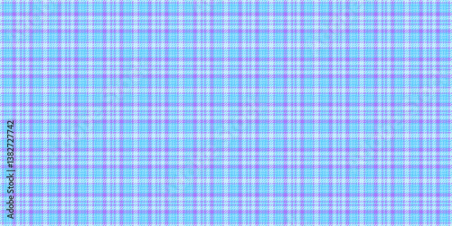 Network vector check pattern, dimensional tartan plaid texture. Ethnicity background seamless textile fabric in cyan and violet colors.