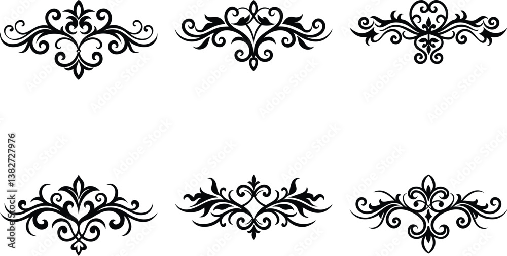 Fototapeta premium Victorian graphic ornament on white background