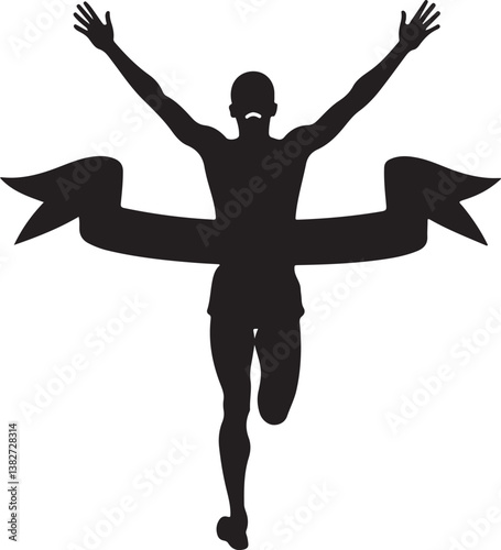 Runner Victory Silhouette | Marathon Winner, Sports Competition Vector Design"