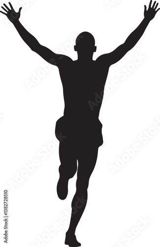 Runner Victory Silhouette | Marathon Winner, Sports Competition Vector Design"