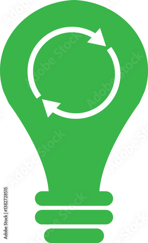 Renewable energy icon . Green renewable energy symbol with lamp icon . Vector illustration