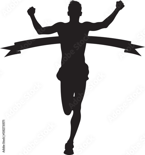 Runner Victory Silhouette | Marathon Winner, Sports Competition Vector Design"