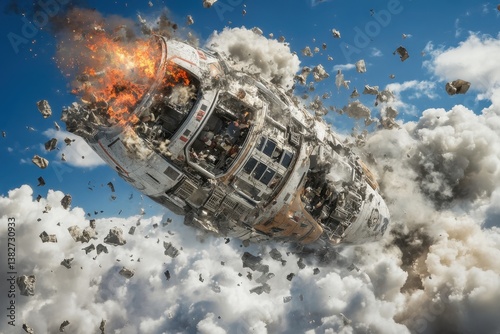 Rocket capsule experiences catastrophic failure during re-entry above Earth's atmosphere