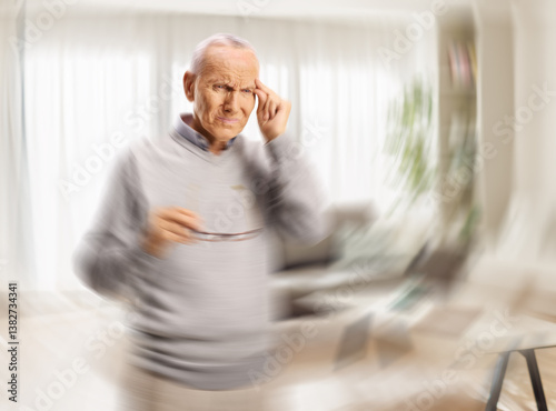 Elderly man with headache and dizziness