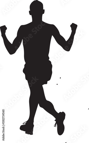 Runner Victory Silhouette | Marathon Winner, Sports Competition Vector Design"