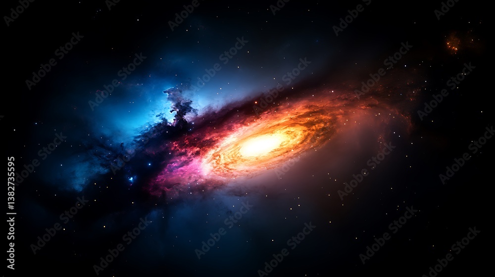 Fototapeta premium Cosmic Spiral Galaxy Celestial Nebula in Deep Space.