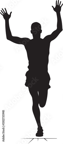 Runner Victory Silhouette | Marathon Winner, Sports Competition Vector Design"