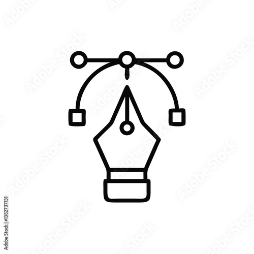 Stylized graphic of a pen nib with design elements, representing graphic design tools.