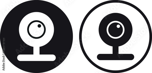 Webcam icon set in two styles . Chat camera icon . Computer camera icon  . Vector illustration
