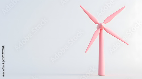 Pink Wind Turbine Against a Minimalistic Background Representing Sustainable Energy Solutions