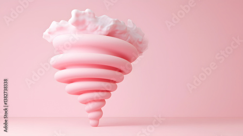 Whimsical Swirl of Soft Pink Whipped Cream Against a Gentle Pink Background for Creative Projects