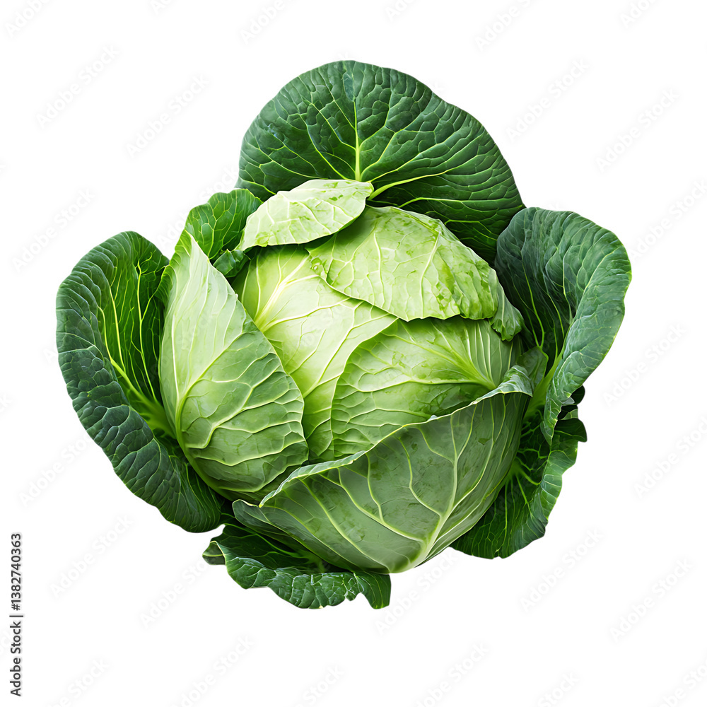 Obraz premium Fresh green cabbage on Transparent Background