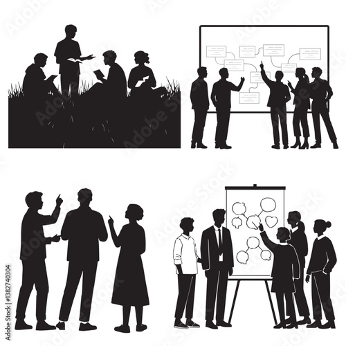 Wallpaper Mural Silhouette of group study Torontodigital.ca