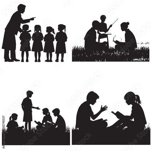 Wallpaper Mural Silhouette of group study Torontodigital.ca