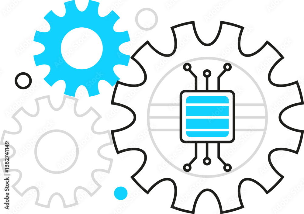 Obraz premium Artificial intelligence AI, including cybernetics, machine learning, robotics icon line vector, AI problem-solving, algorithms, and AI technology concepts