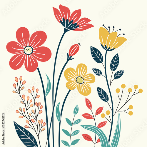 seamless flower pattern, pattern, background, flower, flower background, pattern design, Line geometric seamless pattern. raster copy illustration. Ethnic floral ornament. For interior design