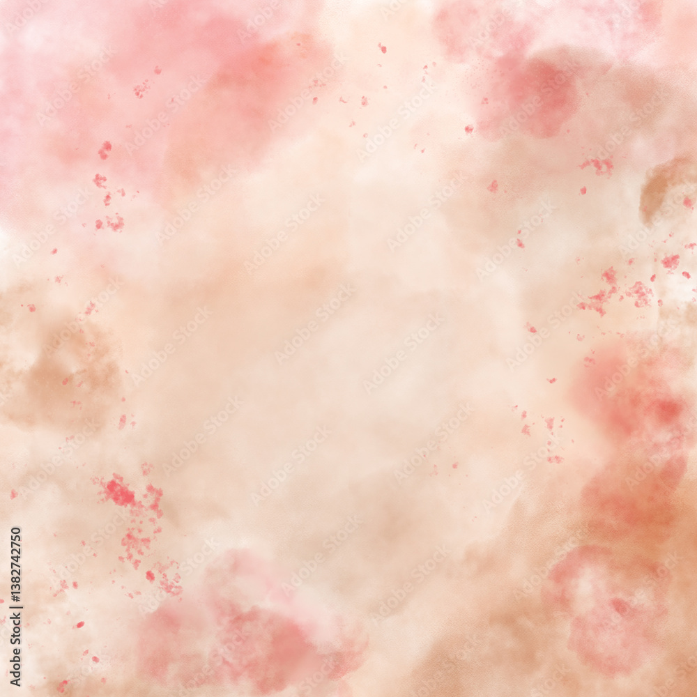 Obraz premium Warm Brown and Red Watercolor Abstract Background with Organic Texture and Soft Pink Gradient for Creative Design Projects