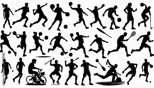 Silhouette of Dynamic Sports Activity: Running and Jumping with Intense Speed and Endurance
