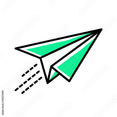 Paper airplane flying design illustration on white background  
