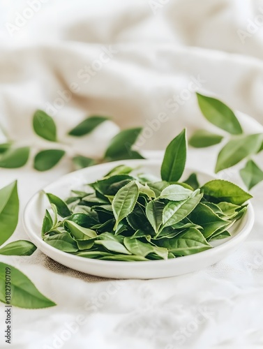 Harvesting fresh green tea leaves tea garden nature photography tranquil setting close-up view organic concept