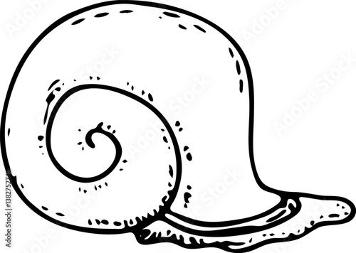 Hand drawn snail doodle icon. Hand drawn black sketch. Sign symbol. Decoration element. White background. Isolated. Flat design. Vector illustration