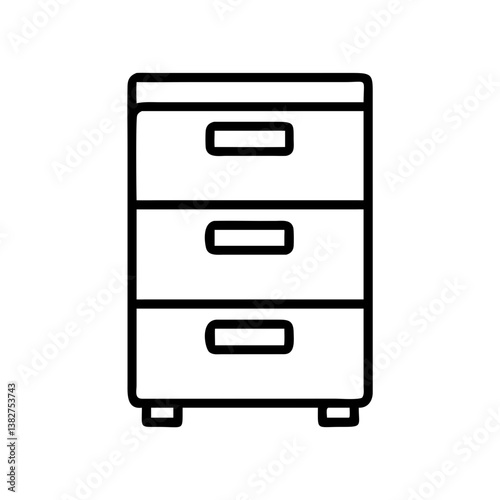 filing cabinet vector icon, simple black outline line icon of filing cabinet, furniture vector line art icon