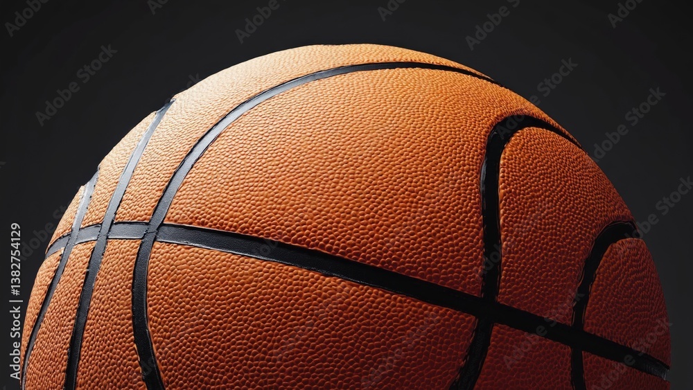 Obraz premium Close-up of a professional basketball ball showing texture and color gradation.