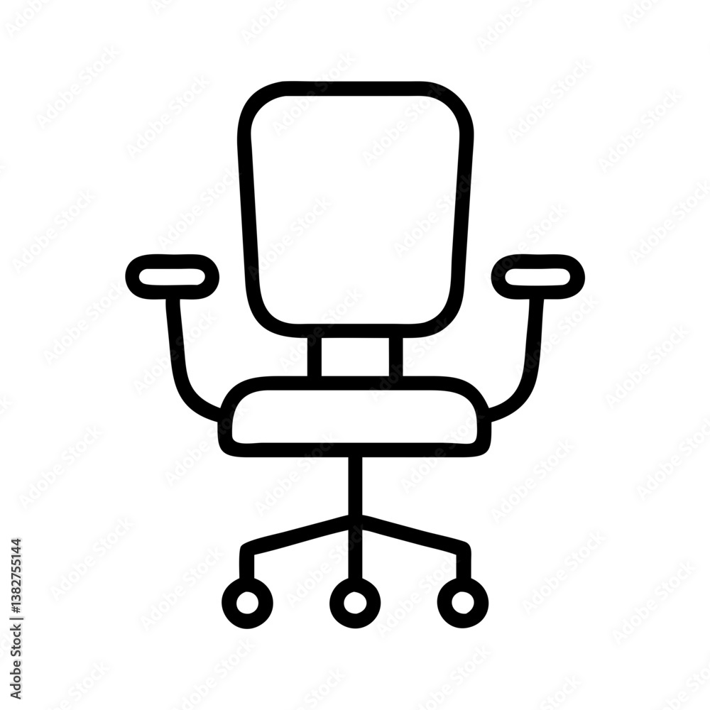 office chair vector icon, simple black outline line icon of office chair, furniture vector line art icon office chair vector icon, simple black outline line icon of office chair, furniture vector line art icon