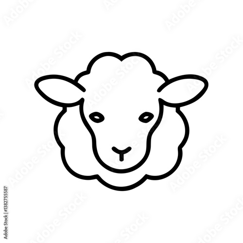 Sheep head icon in minimalist line art style