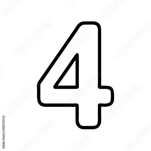 Number 4 icon in minimalist line art style