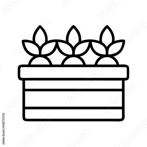 planter box vector icon, simple black outline line icon of planter box, furniture vector line art icon