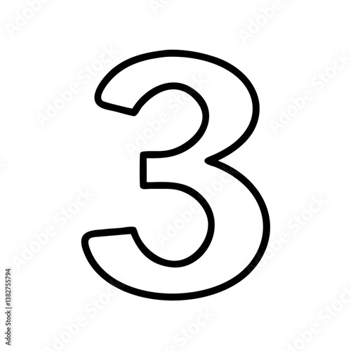 Number 3 icon in minimalist line art style