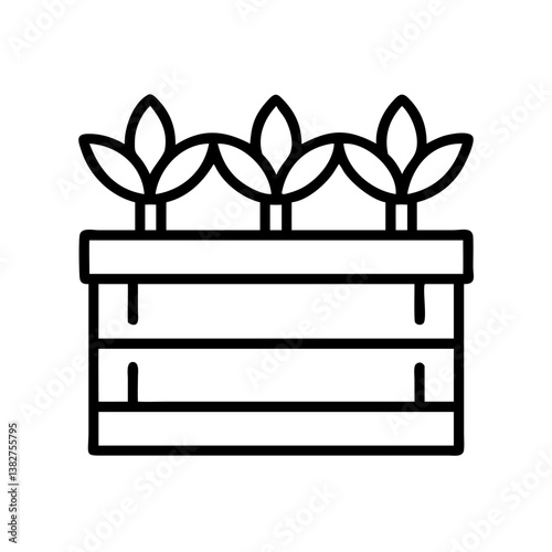 planter box vector icon, simple black outline line icon of planter box, furniture vector line art icon
