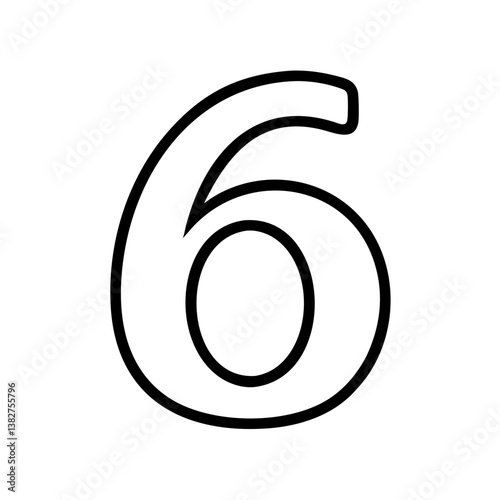 Number 6 icon in minimalist line art style