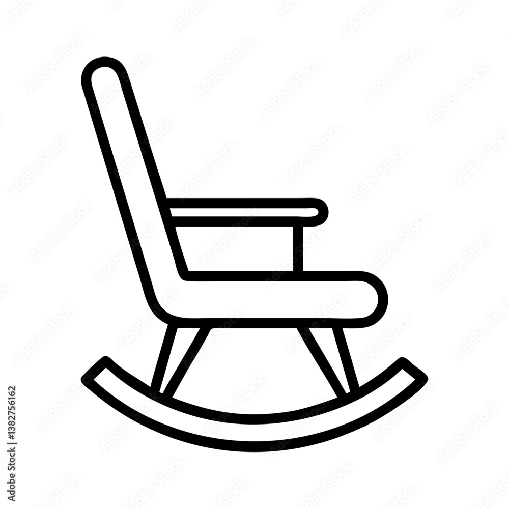 rocking chair vector icon, simple black outline line icon of rocking chair, furniture vector line art icon rocking chair vector icon, simple black outline line icon of rocking chair, furniture vector line art icon