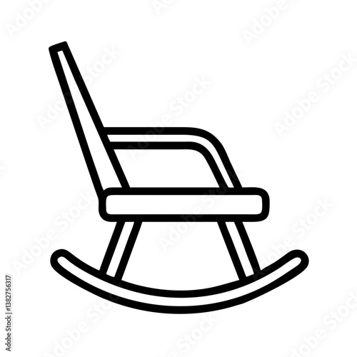 rocking chair vector icon, simple black outline line icon of rocking chair, furniture vector line art icon