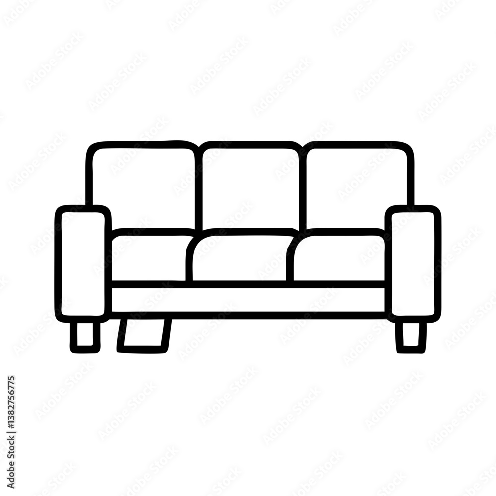 sectional sofa vector icon, simple black outline line icon of sectional sofa, furniture vector line art icon sectional sofa vector icon, simple black outline line icon of sectional sofa, furniture vector line art icon