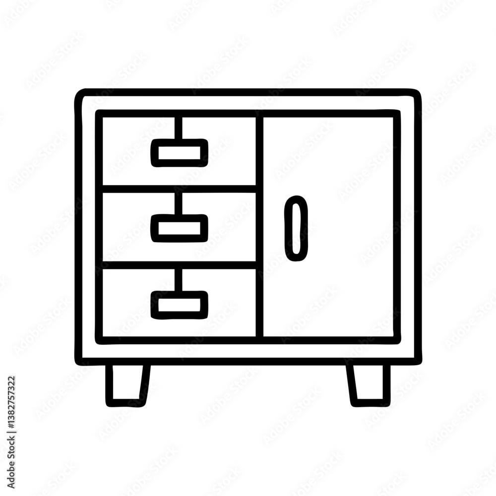 storage cabinet vector icon, simple black outline line icon of storage cabinet, furniture vector line art icon storage cabinet vector icon, simple black outline line icon of storage cabinet, furniture vector line art icon