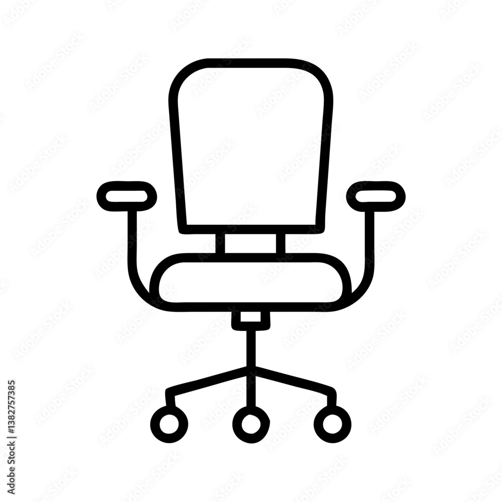 swivel chair vector icon, simple black outline line icon of swivel chair, furniture vector line art icon swivel chair vector icon, simple black outline line icon of swivel chair, furniture vector line art icon