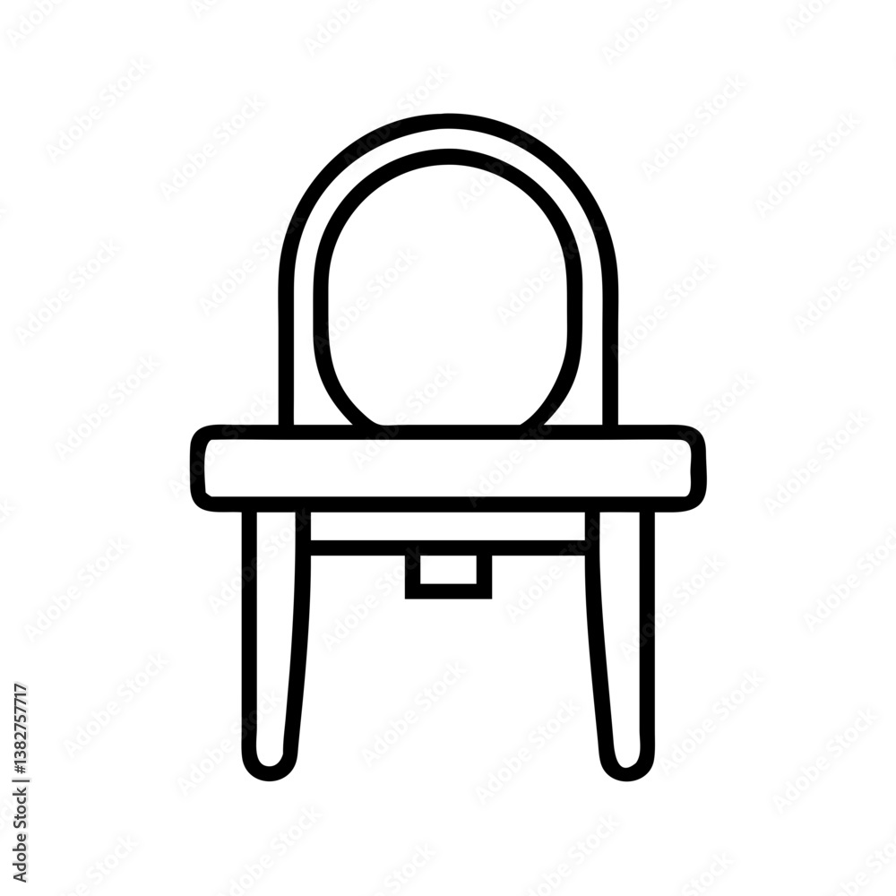 vanity stool vector icon, simple black outline line icon of vanity stool, furniture vector line art icon vanity stool vector icon, simple black outline line icon of vanity stool, furniture vector line art icon