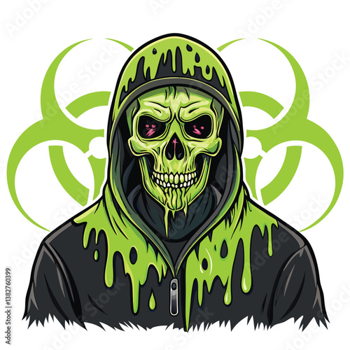 Design a vector illustration of a slimy, horrifying creature with bold strokes, incorporating the letter 'F' into its design.  Emphasis on grotesque detail.